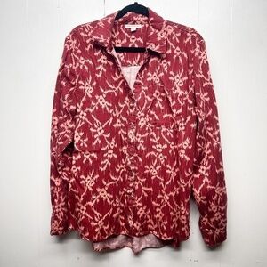 Knox Rose Floral Button Front Long Sleeve Bohemian Shirt Women's Size XL